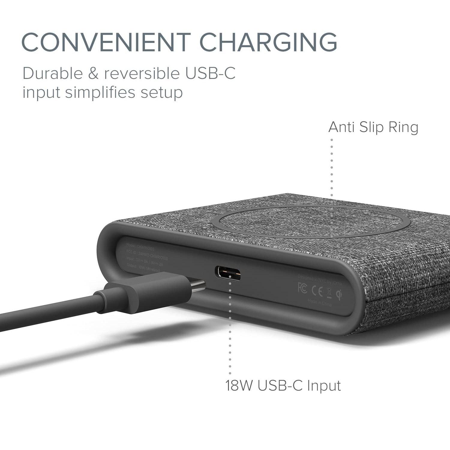iOttie iON Mini Wireless Fast Charging Pad with Power Adapter - Gray