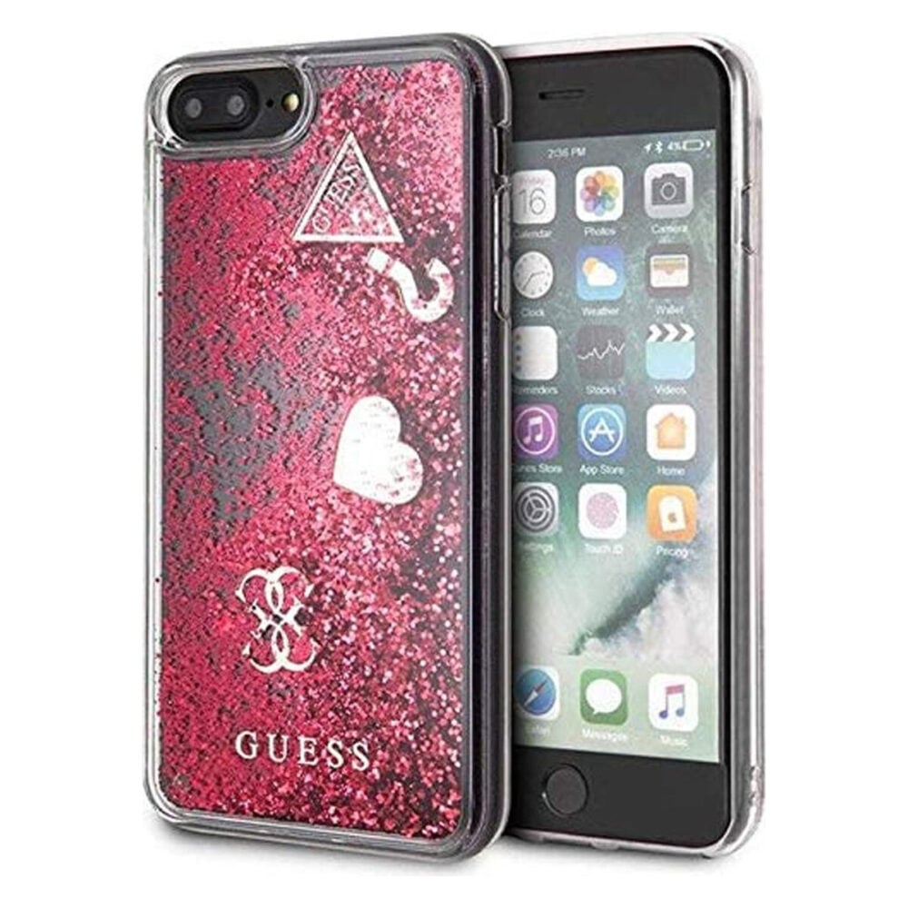 Guess® Hearts Glitter Collection iPhone 8 Plus / 7 Plus / 6s Plus / 6 Plus Case - Raspberry