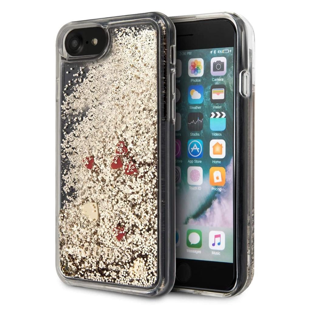 Guess® Hearts Glitter Collection iPhone SE (2022 / 2020) / 8 / 7 Case - Gold