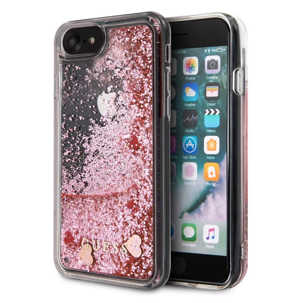 Guess® Hearts Glitter Collection iPhone SE (2022 / 2020) / 8 / 7 Case - Pink