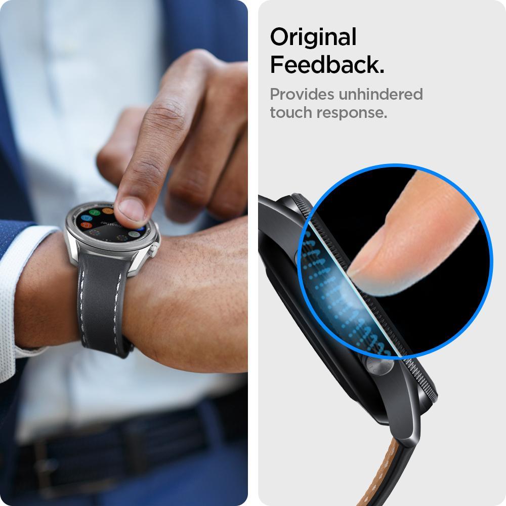 Spigen® (x2Pack) GLAS.tR™ ProFlex™ EZ Fit AGL01843 Samsung Galaxy Watch 3 (45mm) Premium Tempered Glass Screen Protector