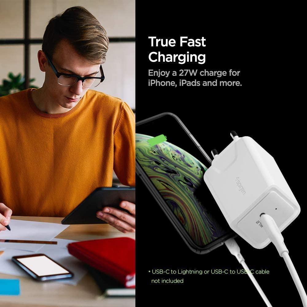Spigen® Steadiboost™ F210(EU) 000CA26477 27W USB-C Power Delivery 3.0 Wall Charger - White