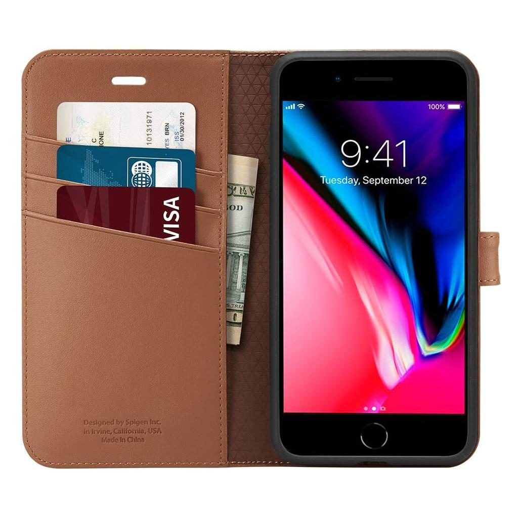 Spigen® Wallet S™ 055CS22638 iPhone 8 Plus / 7 Plus Case – Brown