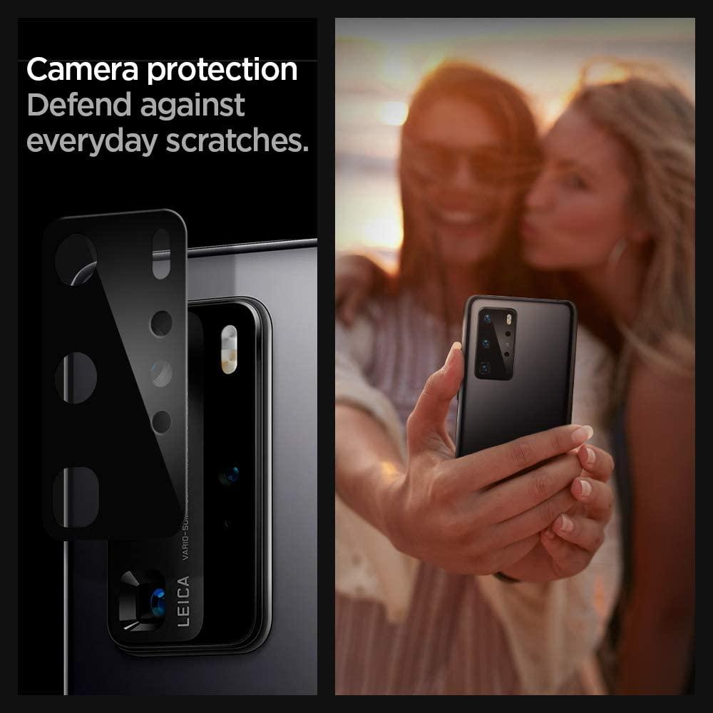 Spigen® (x2Pack) GLAS.tR™ AGL01251 Huawei P40 Pro Premium Tempered Glass Camera Lens Screen Protector - Black
