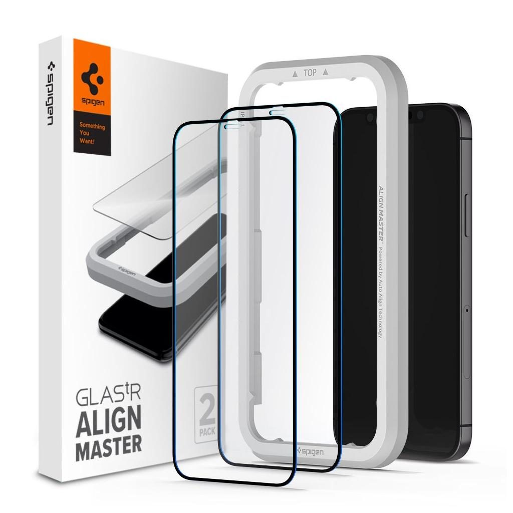 Spigen® x2Pack GLAS.tR™ ALIGNmaster™ Full Cover HD AGL01792 iPhone 12 Pro Max Premium Tempered Glass Screen Protector