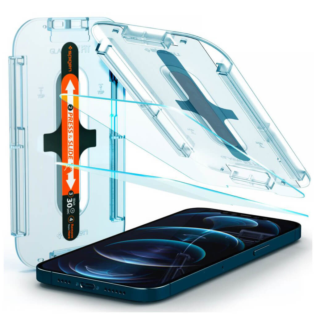Spigen® x2Pack GLAS.tR™ EZ FIT™ HD AGL01791 iPhone 12 Pro Max Premium Tempered Glass Screen Protector