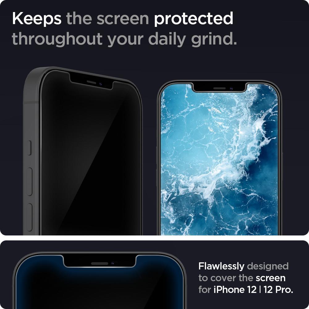 Spigen® x2Pack GLAS.tR™ EZ FIT™ HD AGL01801 iPhone 12 / 12 Pro Premium Tempered Glass Screen Protector