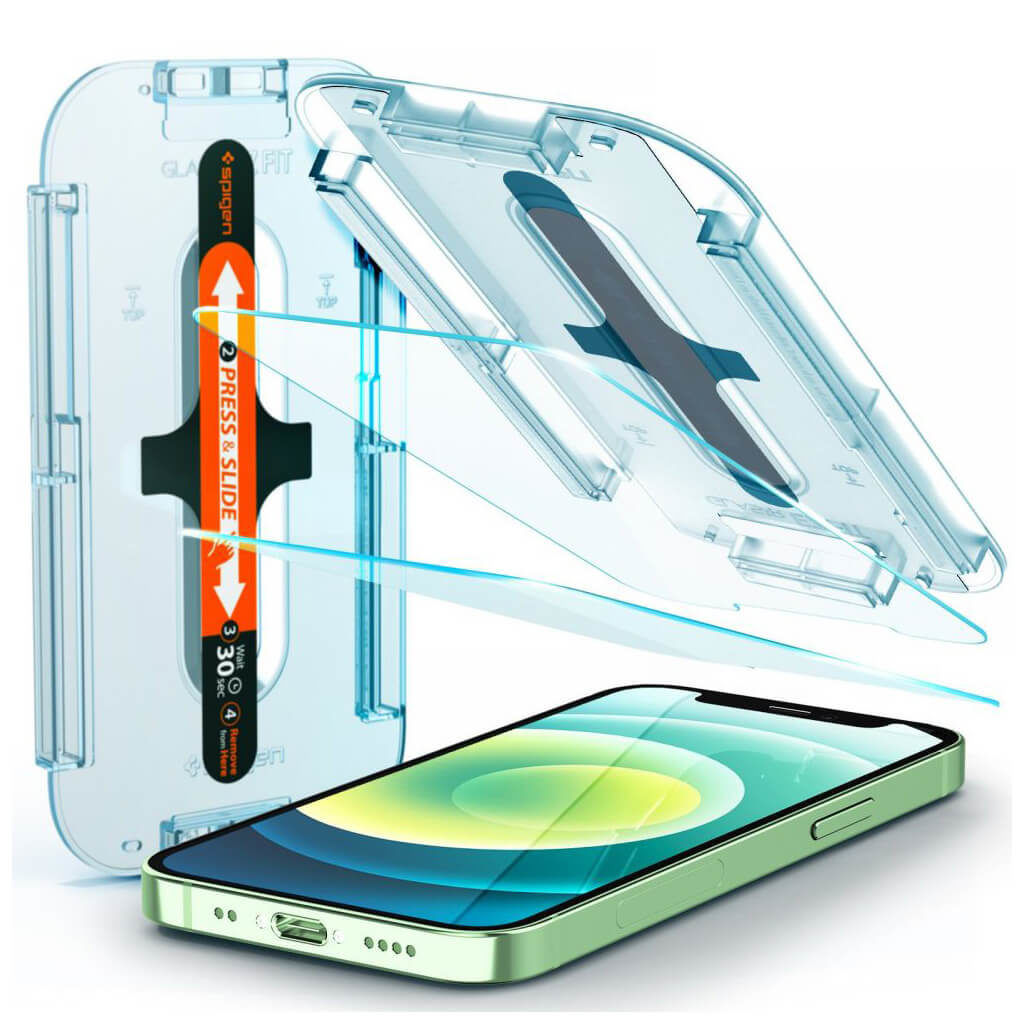 Spigen® x2Pack GLAS.tR™ EZ FIT™ HD AGL01811 iPhone 12 Mini Premium Tempered Glass Screen Protector