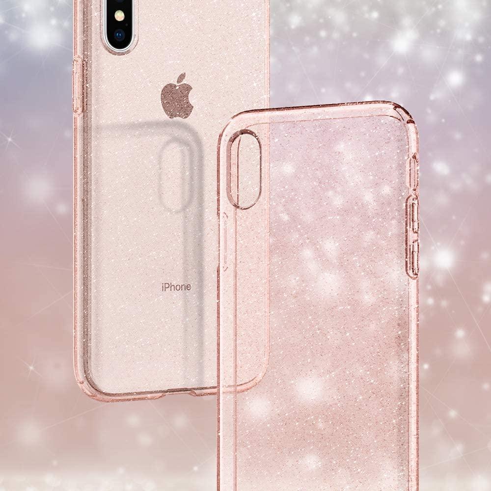 Spigen® Liquid Crystal™ Glitter 057CS22654 iPhone X Case – Rose Quartz