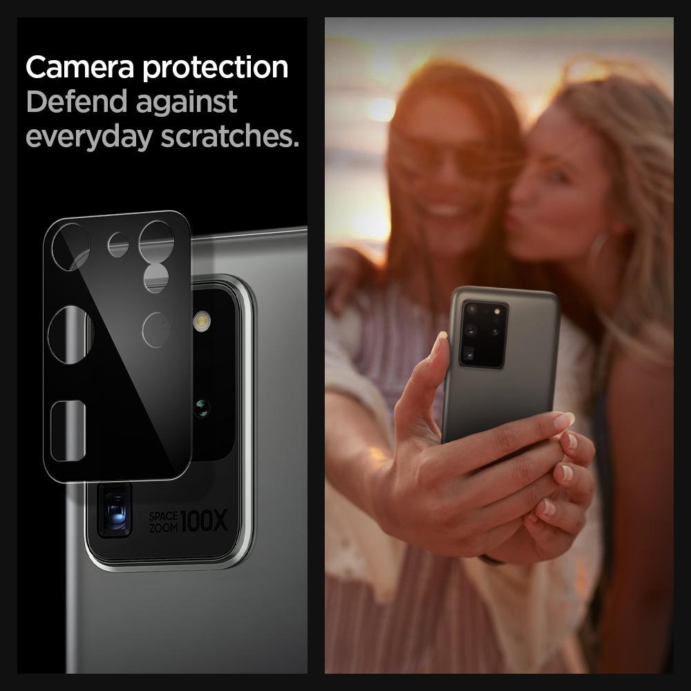 Spigen® x2Pack GLAS.tR™ AGL00900 Samsung Galaxy S20 Ultra Premium Tempered Glass Camera Lens Screen Protector - Black
