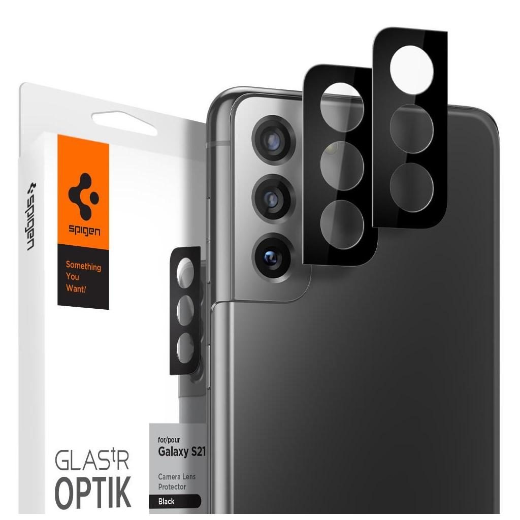 Spigen® (x2Pack) GLAS.tR™ Optik Camera Lens AGL02735 Samsung Galaxy S21 Premium Tempered Glass – Black
