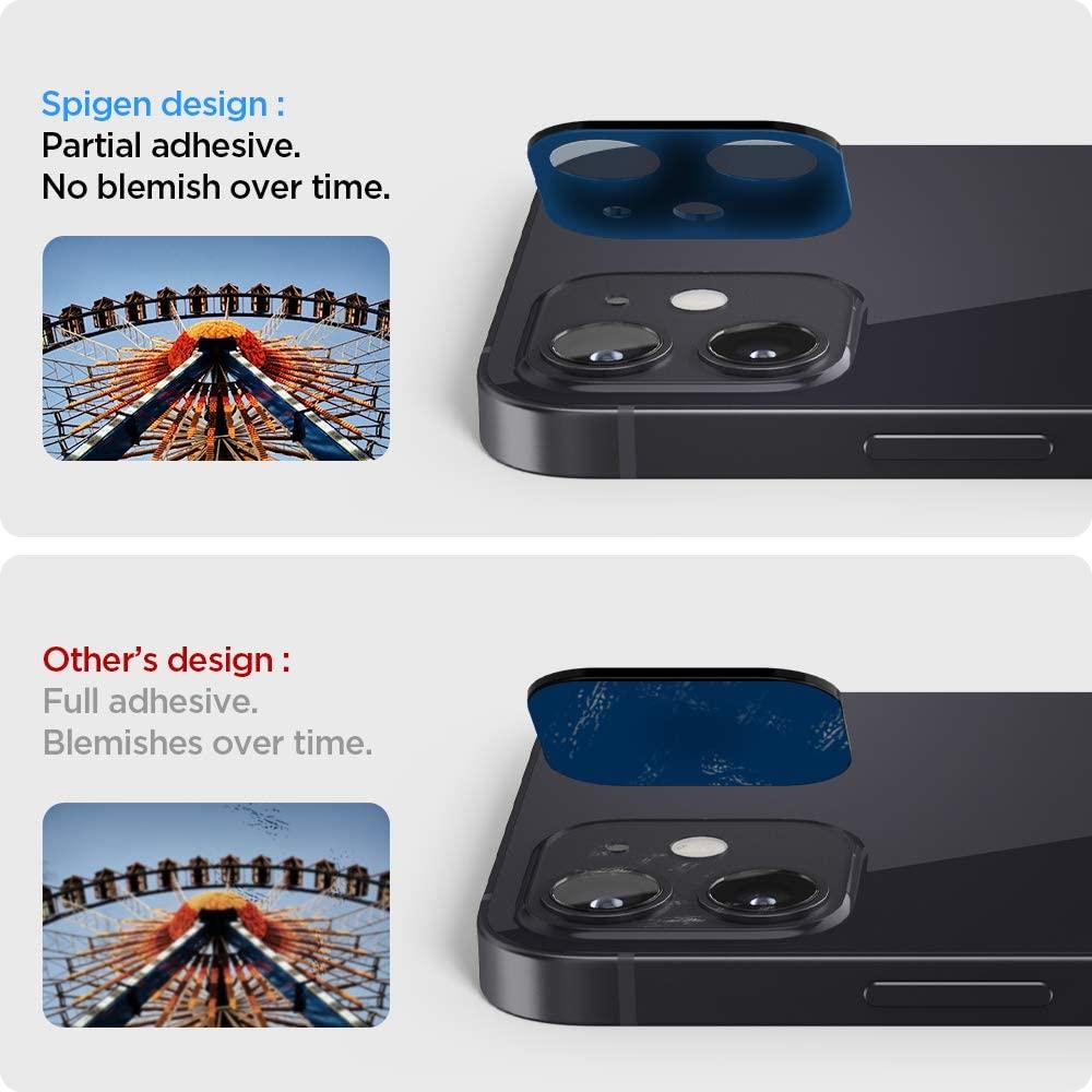 Spigen® (x2Pack) GLAS.tR™ Optik Camera Lens AGL01817 iPhone 12 Mini Premium Tempered Glass - Black
