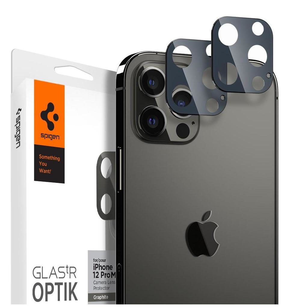 Spigen® (x2Pack) GLAS.tR™ Optik Camera Lens AGL02453 iPhone 12 Pro Max Premium Tempered Glass - Graphite