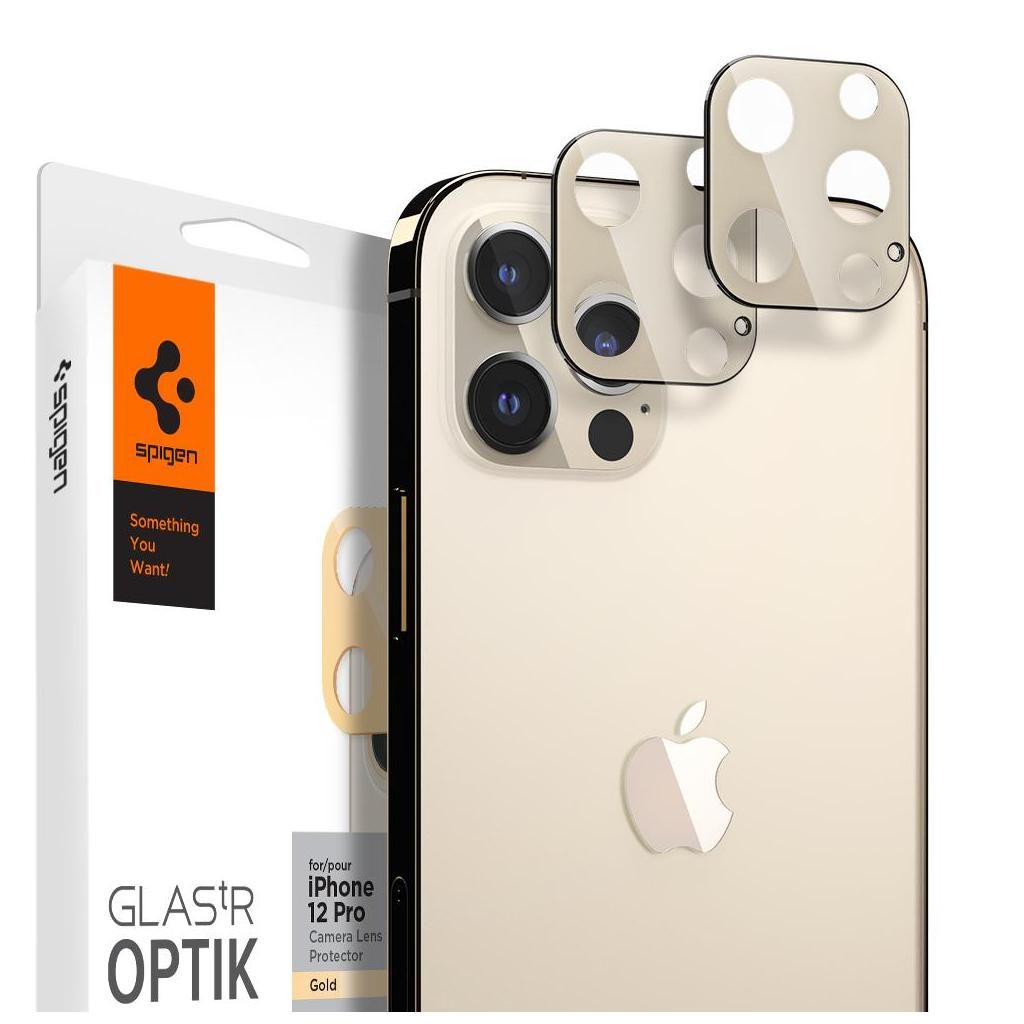 Spigen® (x2Pack) GLAS.tR™ Optik Camera Lens AGL02458 iPhone 12 Pro Premium Tempered Glass – Gold