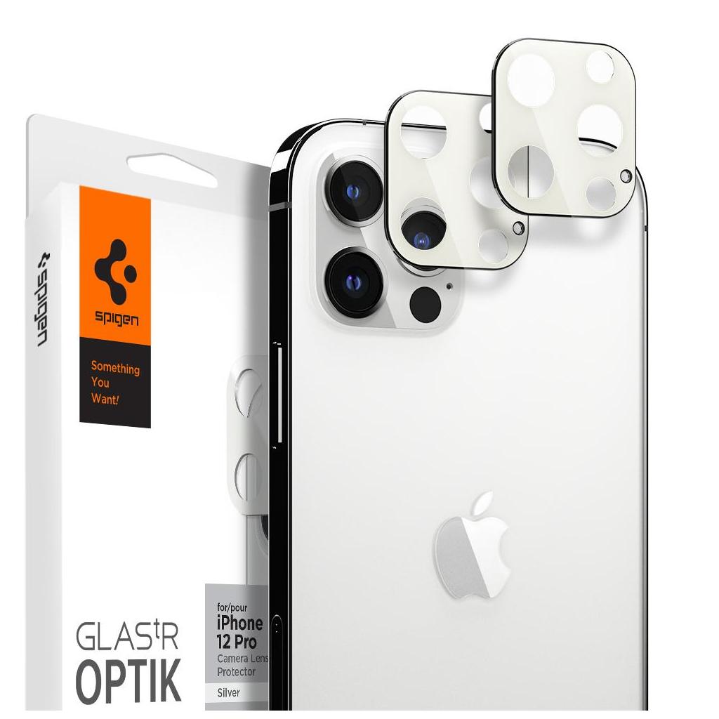 Spigen® (x2Pack) GLAS.tR™ Optik Camera Lens AGL02459 iPhone 12 Pro Premium Tempered Glass – Silver