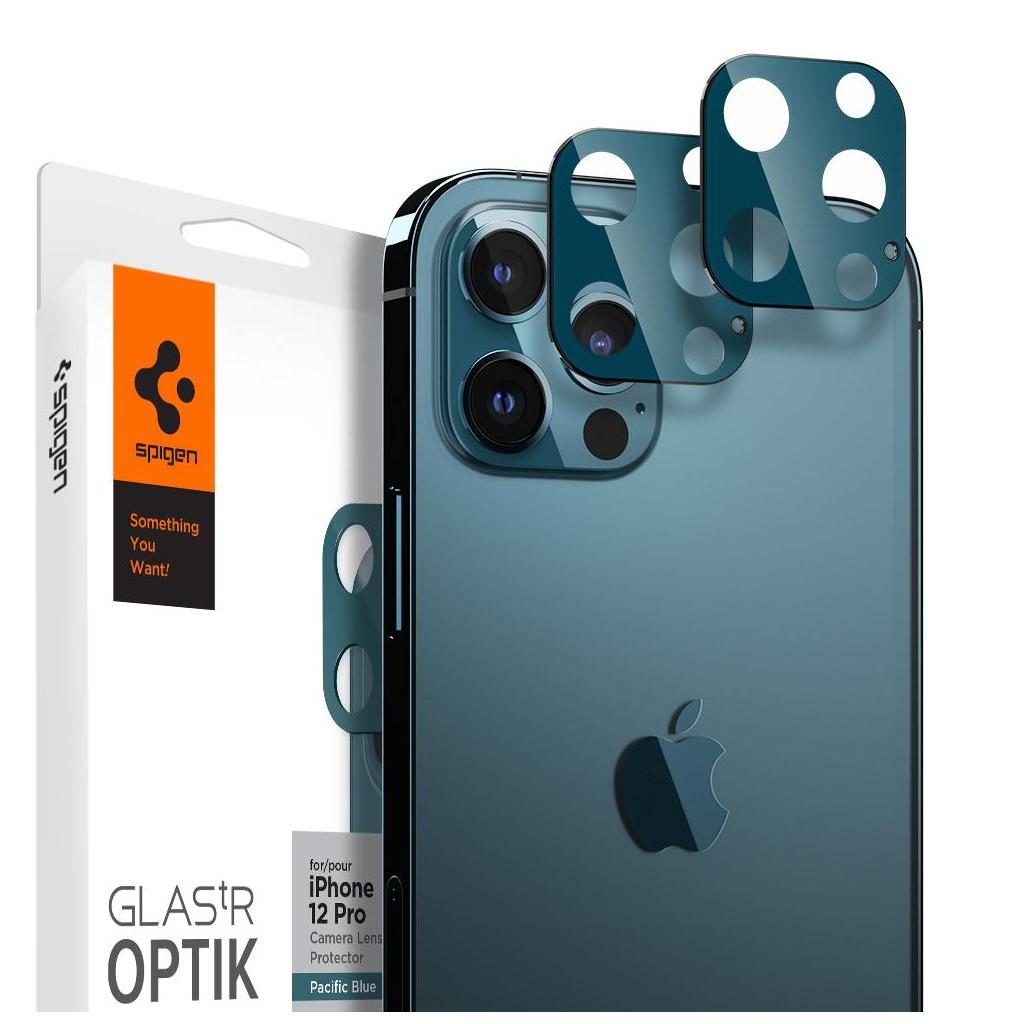 Spigen® (x2Pack) GLAS.tR™ Optik Camera Lens AGL02460 iPhone 12 Pro Premium Tempered Glass - Pacific Blue
