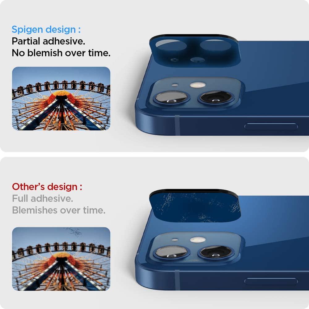Spigen® (x2Pack) GLAS.tR™ Optik Camera Lens AGL02462 iPhone 12 Mini Premium Tempered Glass - Blue