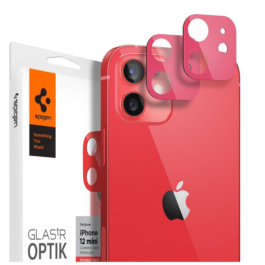 Spigen® (x2Pack) GLAS.tR™ Optik Camera Lens AGL02464 iPhone 12 Mini Premium Tempered Glass - Red