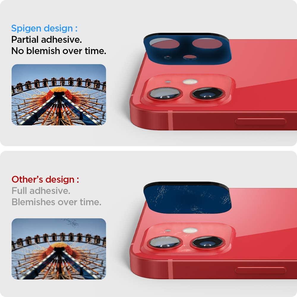 Spigen® (x2Pack) GLAS.tR™ Optik Camera Lens AGL02464 iPhone 12 Mini Premium Tempered Glass - Red