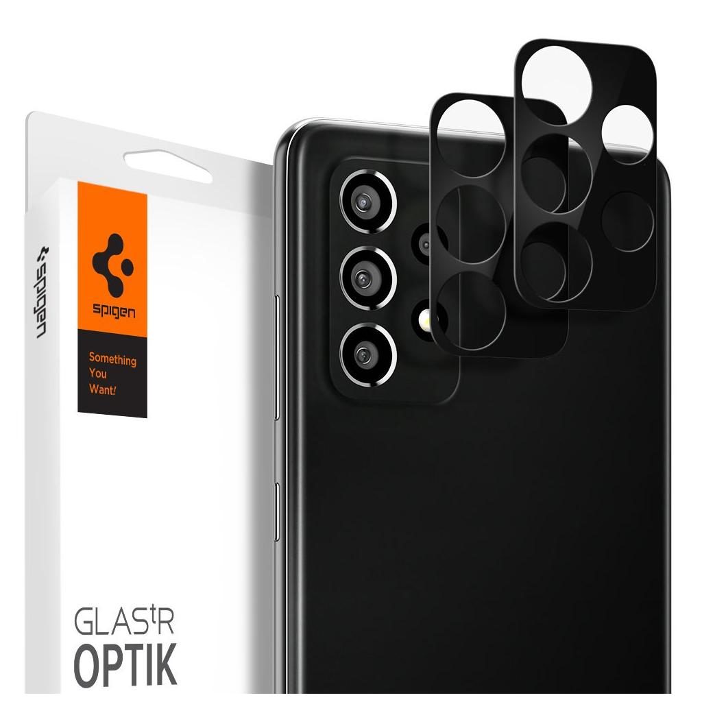 Spigen® (x2Pack) GLAS.tR™ Optik Camera Lens AGL02955 Samsung Galaxy A72 Premium Tempered Glass – Black