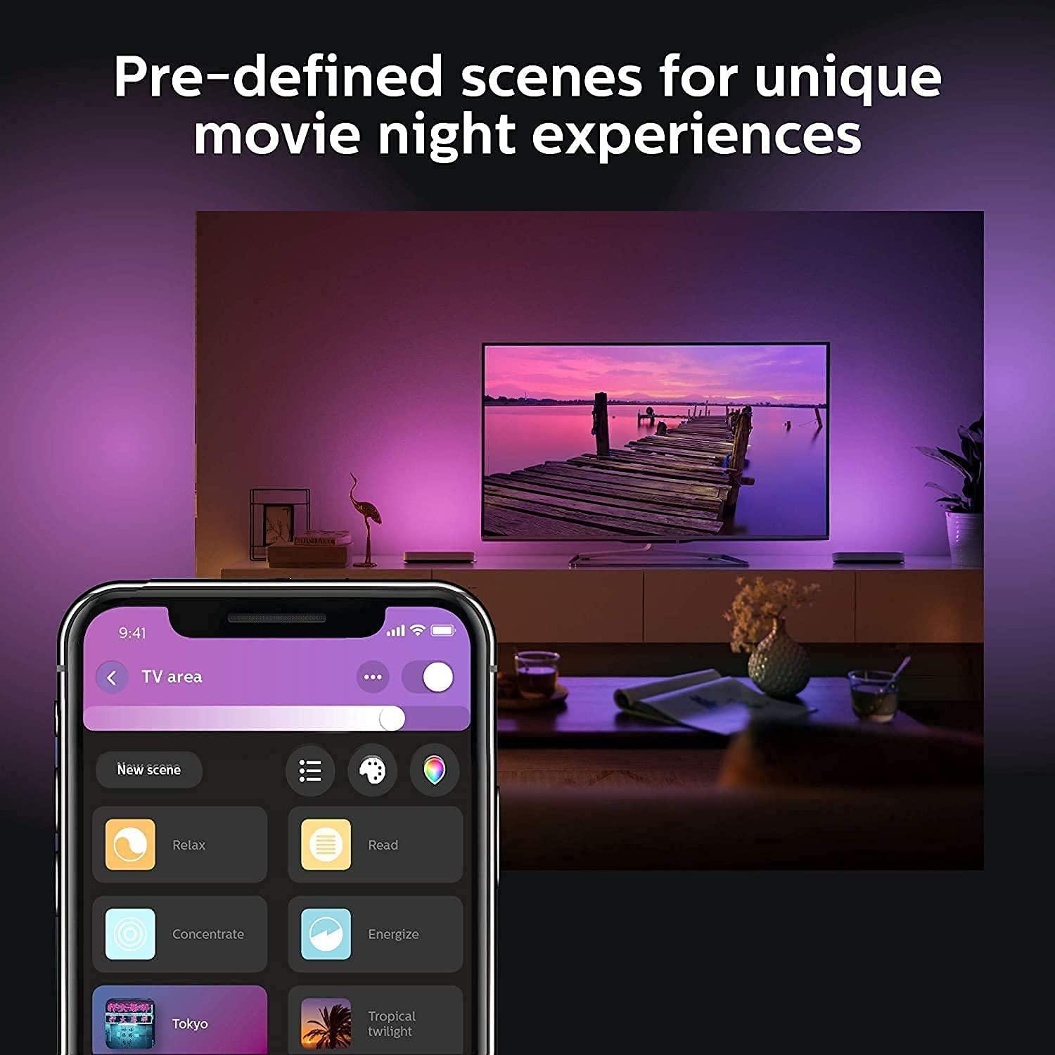 Philips Hue (x2Pack) 7820230P7 Black Smart Play Light Bar – White and Colour Ambiance