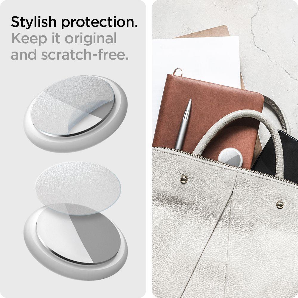 Spigen® (x4Pack) AirSkin Shield AFL03151 Apple AirTag Protective Film Hydrogel Foil - Matte Clear