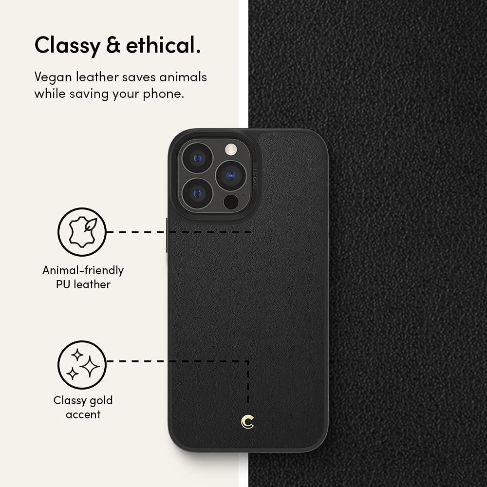 Spigen® Ciel by Cyrill Leather Brick Collection ACS03175 iPhone 13 Pro Max Case – Black