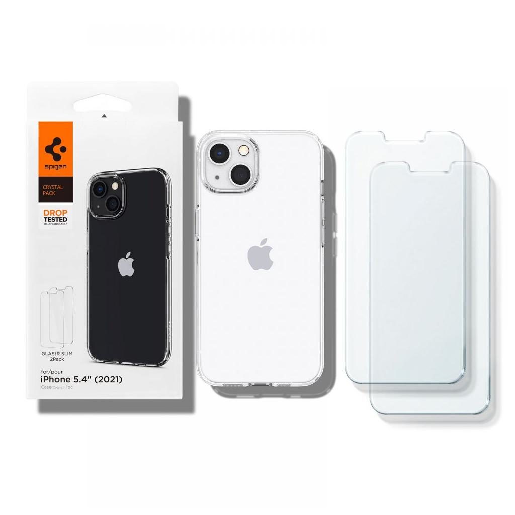 Spigen® Crystal Pack ACS03639 x2.Pack GLAS.tR™ & Liquid Crystal™ iPhone 13 Mini Case - Crystal Clear