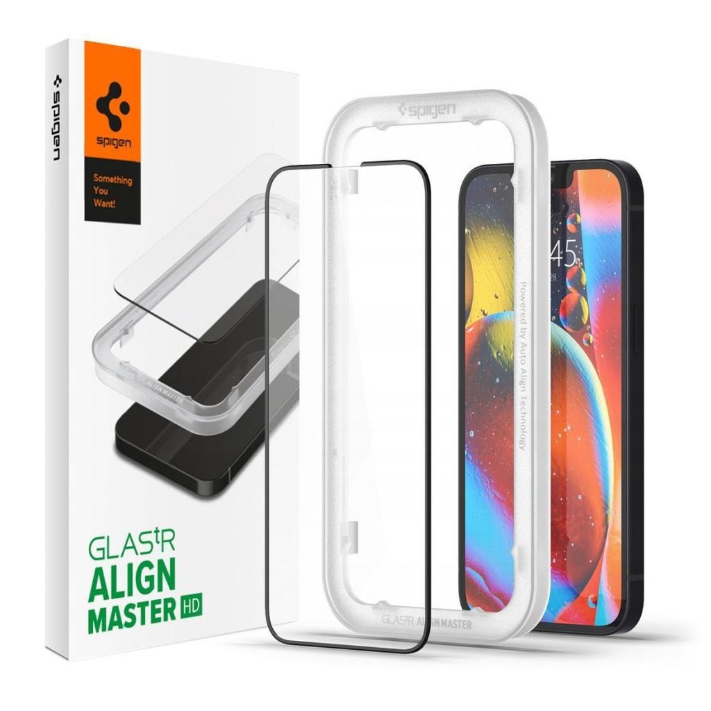 Spigen® GLAS.tR™ ALIGNmaster™ Full Cover HD AGL03725 iPhone 14 / 13 / 13 Pro Premium Tempered Glass Screen Protector