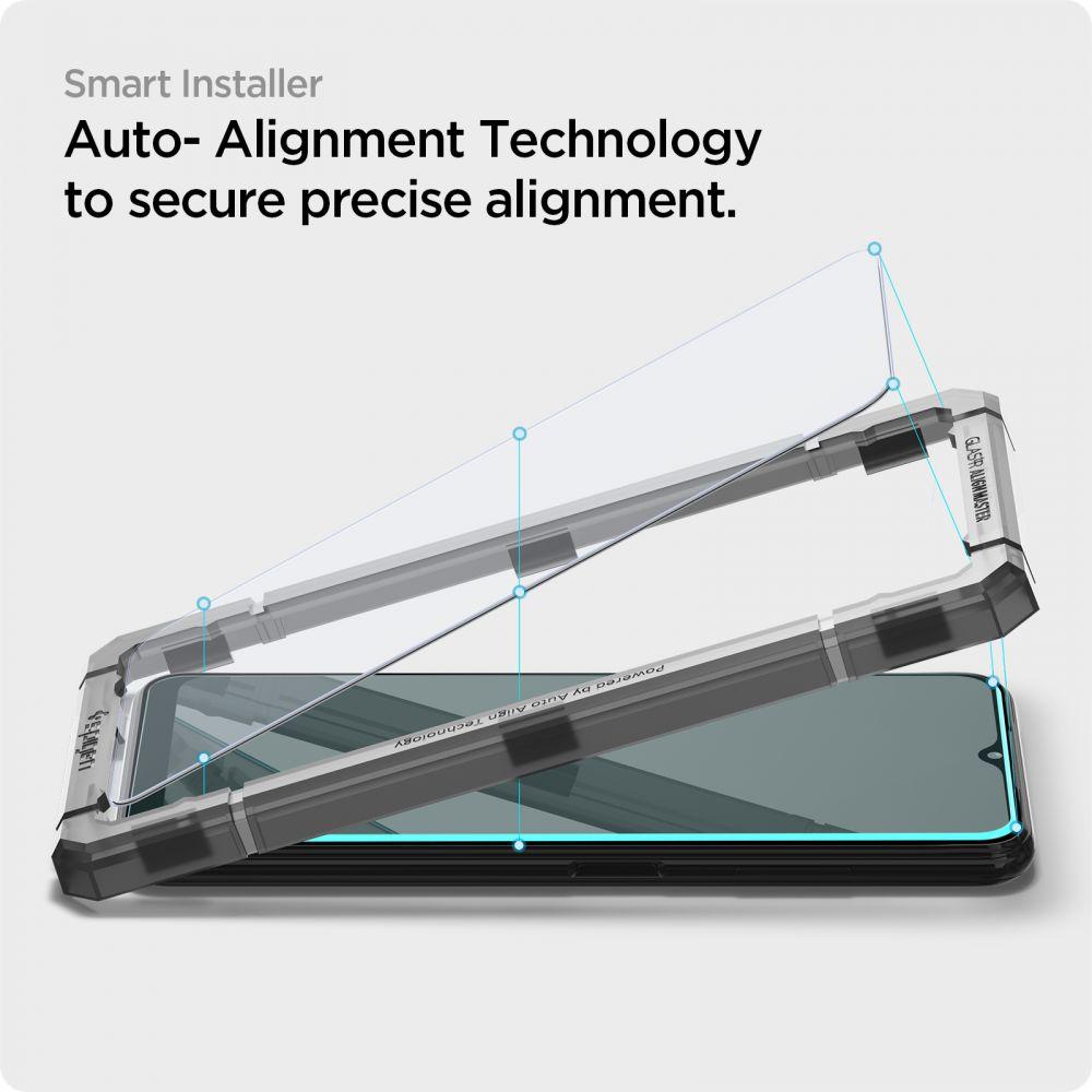 Spigen® (x2.Pack) GLAS.tR™ ALIGNmaster™ Full Cover HD AGL03011 Samsung Galaxy A22 5G Premium Tempered Glass Screen Protector