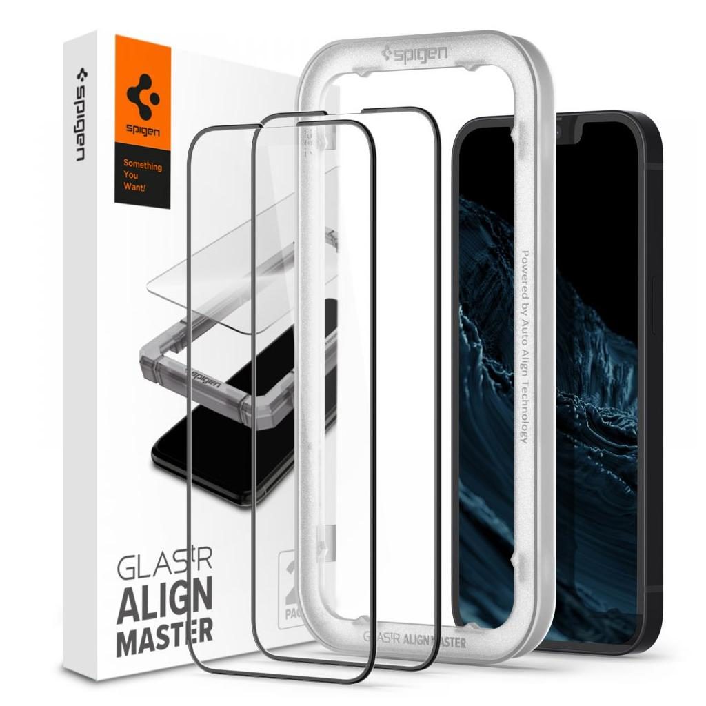 Spigen® (x2.Pack) GLAS.tR™ ALIGNmaster™ Full Cover HD AGL03387 iPhone 13 / 13 Pro Premium Tempered Glass Screen Protector