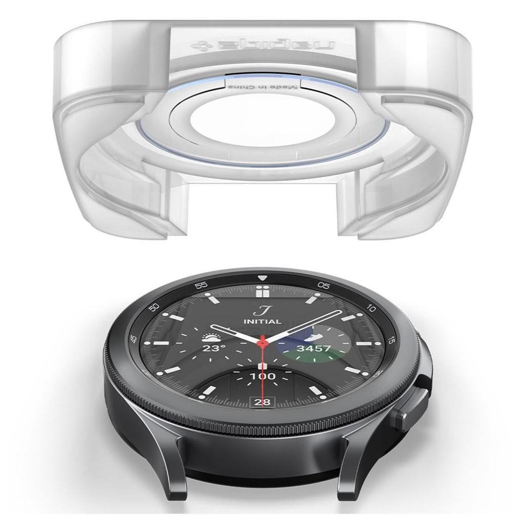 Spigen® (x2.Pack) GLAS.tR™ EZ FIT™ AGL03430 Samsung Galaxy Watch 4 Classic (46mm) Premium Tempered Glass Screen Protector