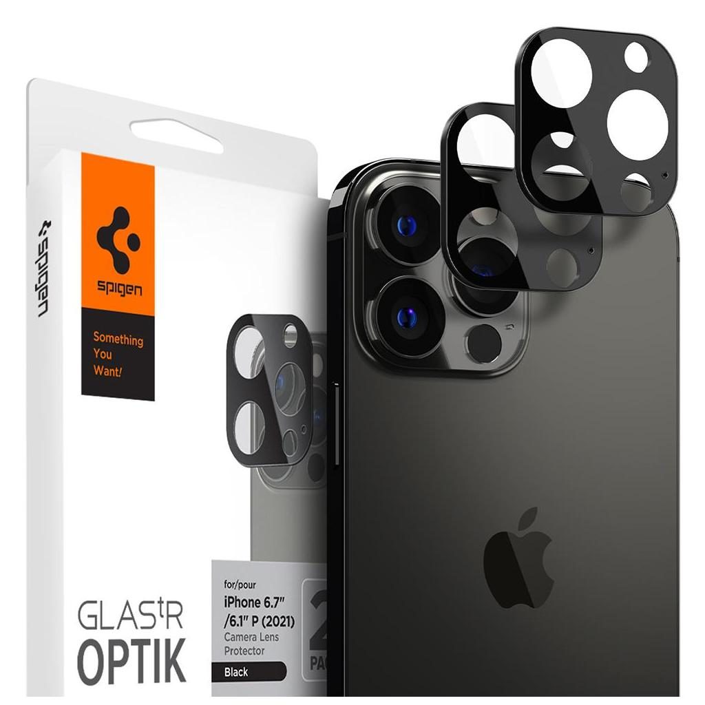 Spigen® (x2.Pack) GLAS.tR™ Optik Camera Lens AGL03394 iPhone 13 Pro Max / iPhone 13 Pro Premium Tempered Glass – Black