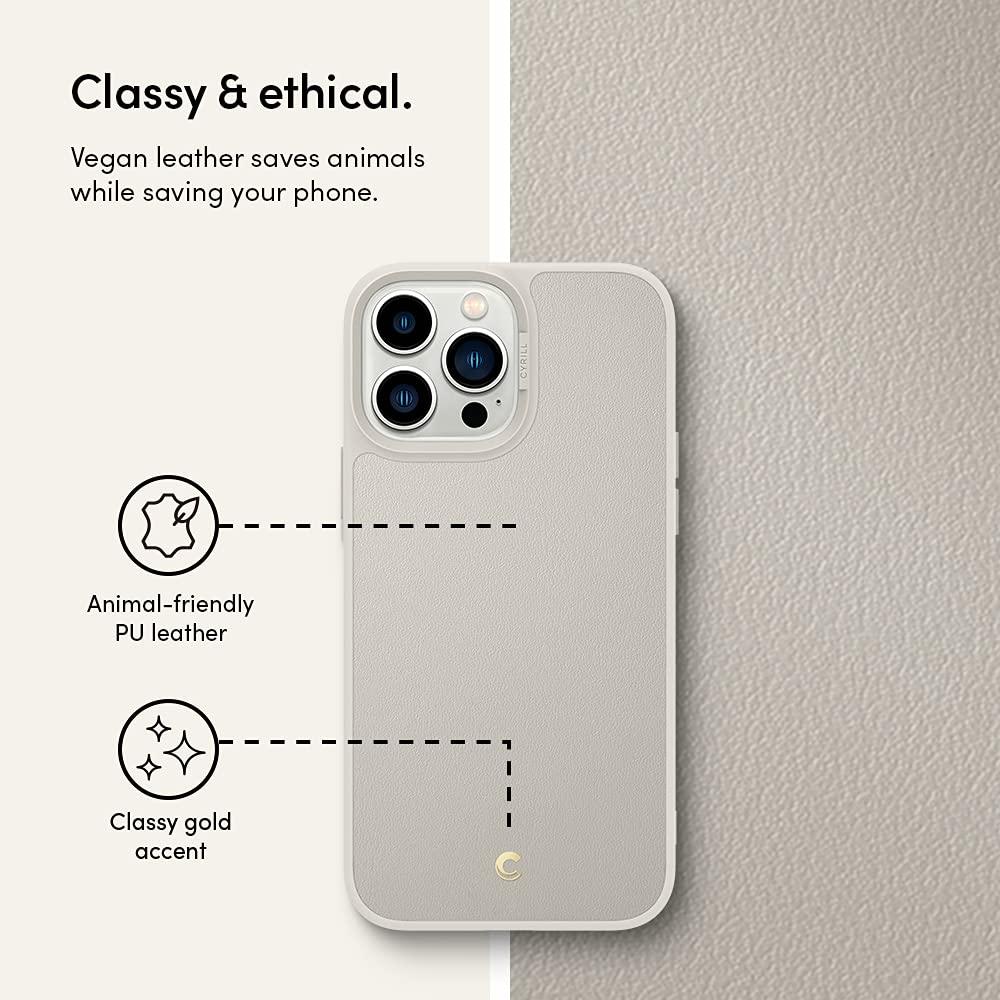 Spigen® Leather Brick by Cyrill Collection ACS03174 iPhone 13 Pro Max Case – Cream