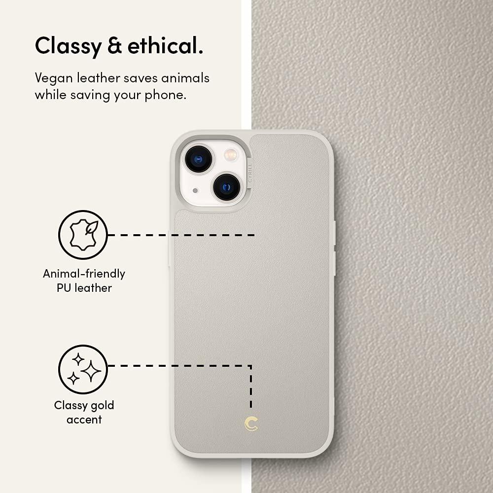 Spigen® Leather Brick by Cyrill Collection ACS03184 iPhone 13 Case – Cream
