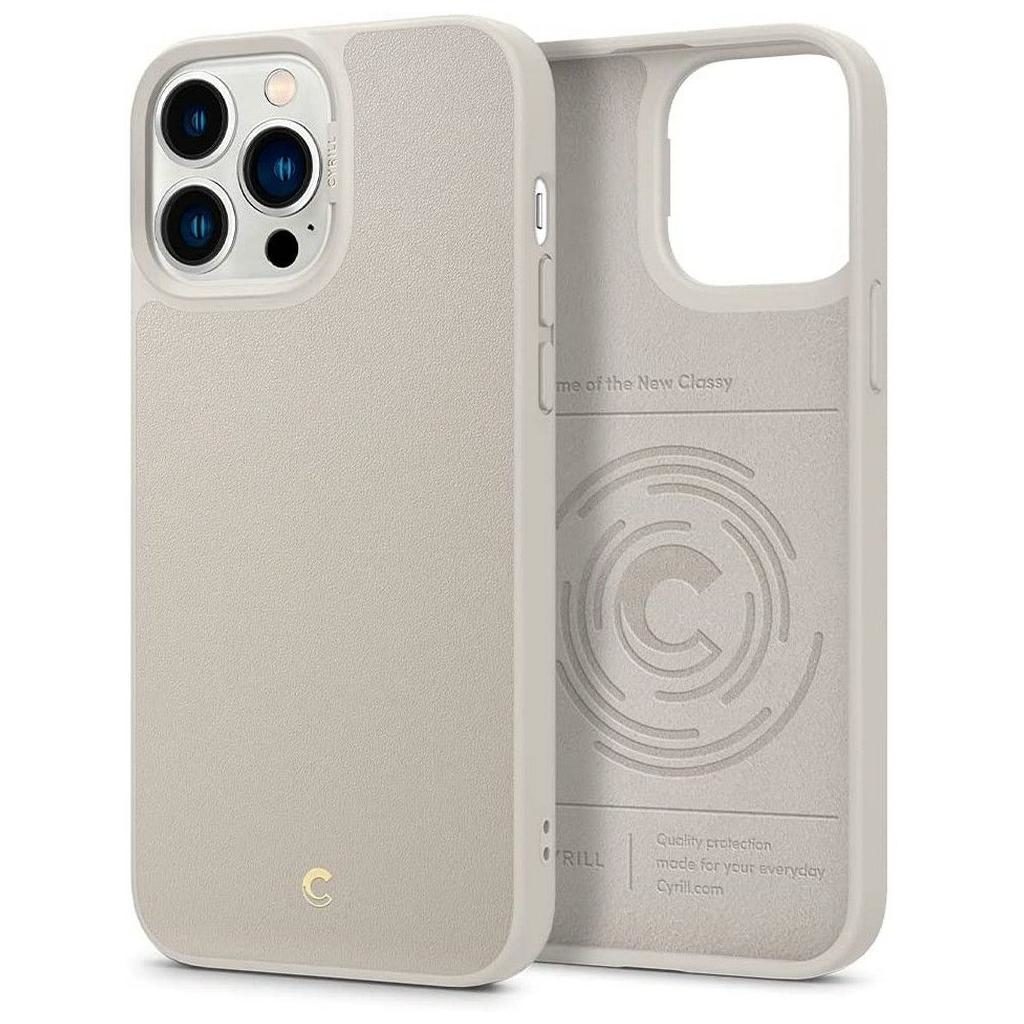 Spigen® Leather Brick by Cyrill Collection ACS03580 iPhone 13 Pro Case – Cream