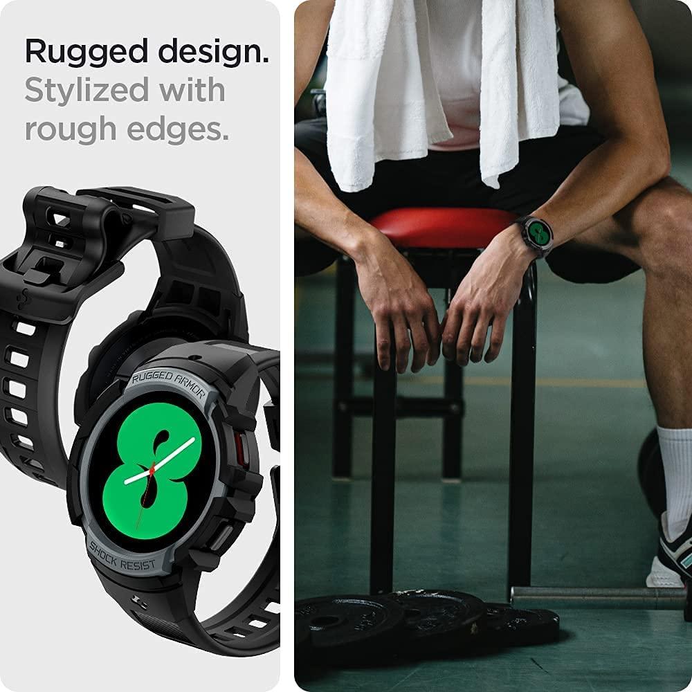 Spigen® Rugged Armor™ Pro ACS03164 Samsung Galaxy Watch 4 (44mm) Case - Charcoal Gray