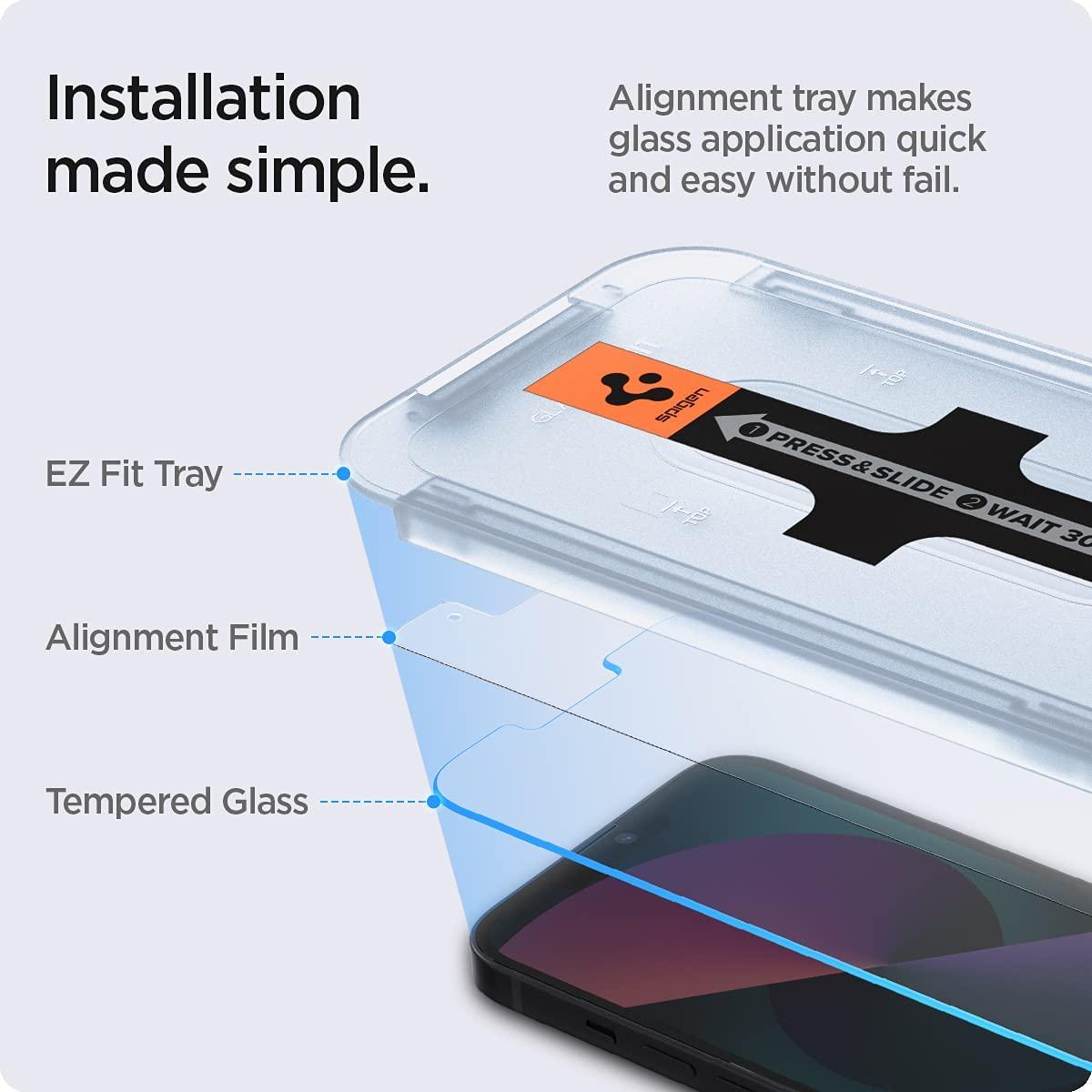 Spigen® GLAS.tR™ EZ FIT™ HD AGL03724 iPhone 13 / 13 Pro Premium Tempered Glass Screen Protector