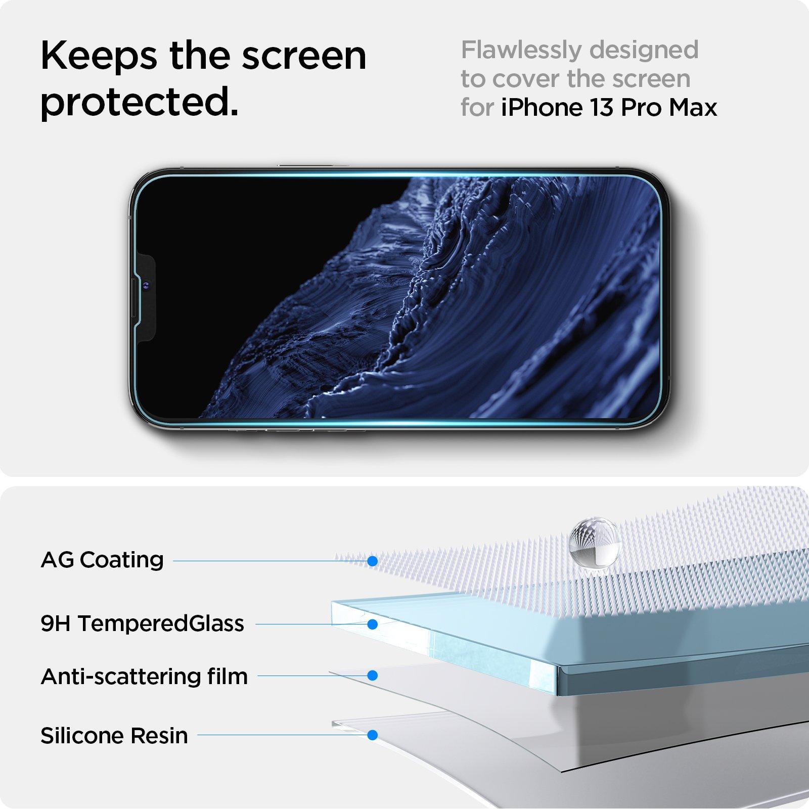 Spigen® (x2.Pack) GLAS.tR™ EZ FIT™ HD AGL03375 iPhone 13 Pro Max Premium Tempered Glass Screen Protector (Sensor Protection)