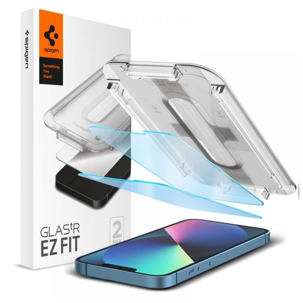 Spigen® (x2.Pack) GLAS.tR™ EZ Fit™ Antiblue AGL03389 iPhone 16e | 14 | 13 | 13 Pro Premium Tempered Glass Screen Protector
