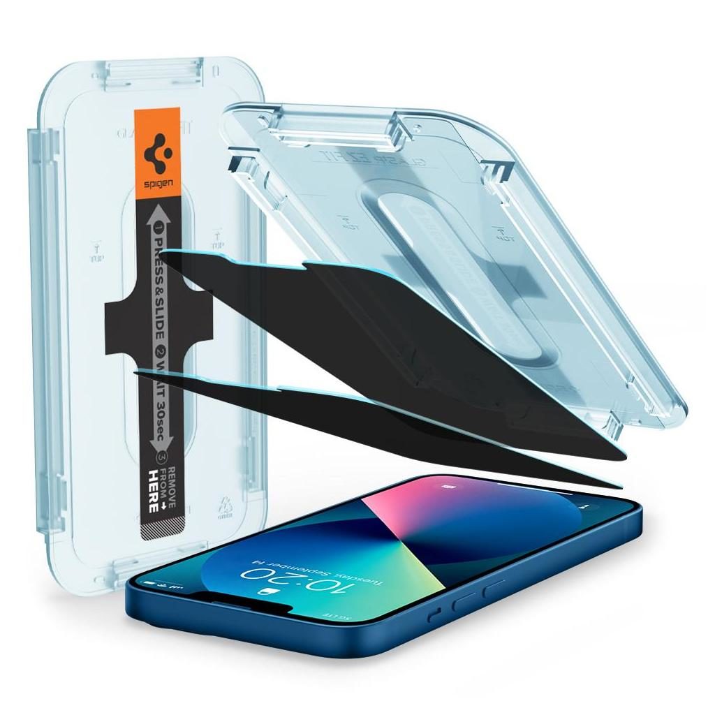 Spigen® (x2.Pack) GLAS.tR™ EZ FIT™ Privacy HD AGL03399 iPhone 13 Mini Premium Tempered Glass Screen Protector