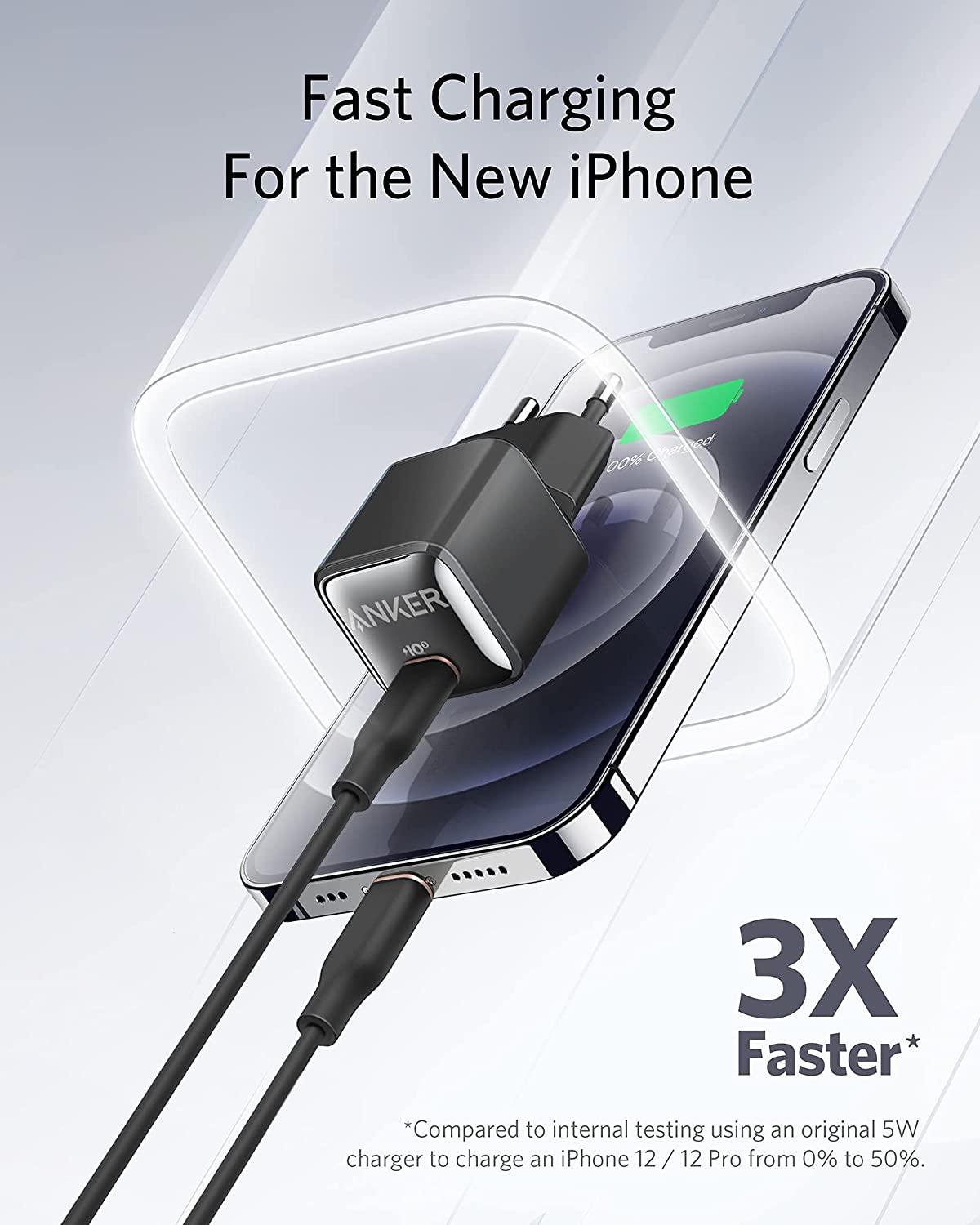 Anker® Nano Pro A2637312 ActiveShield™ IQ 3.0 20W USB‑C Power Adapter – Black Ice