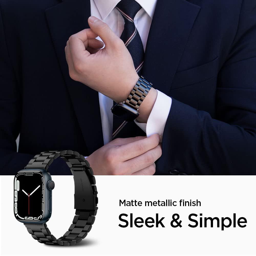 Spigen® Modern Fit™ 062MP25403 Apple Watch 45mm / 44mm / 42mm Stainless Steel Band - Black
