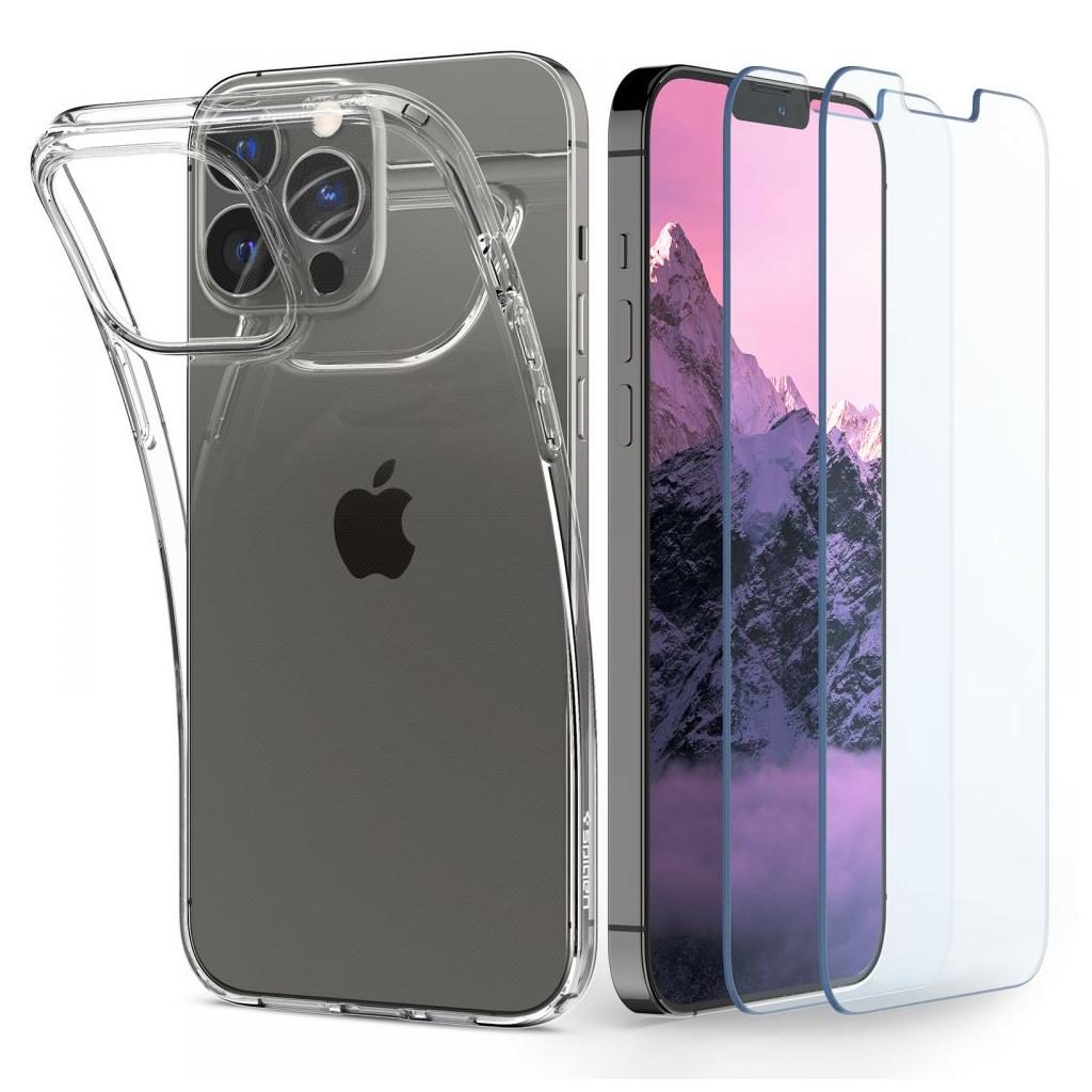 Spigen® Crystal Pack ACS03637 (x2.Pack) GLAS.tR™ & Liquid Crystal™ iPhone 13 Pro Case - Crystal Clear