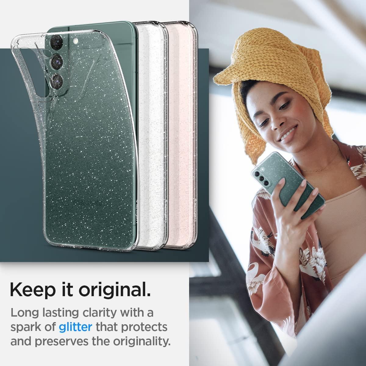 Spigen® Liquid Crystal™ Glitter ACS03985 Samsung Galaxy S22 Case - Crystal Quartz