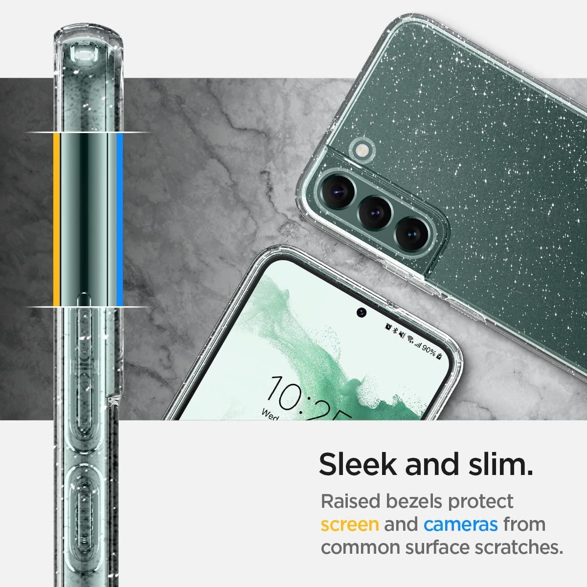 Spigen® Liquid Crystal™ Glitter ACS03985 Samsung Galaxy S22 Case - Crystal Quartz