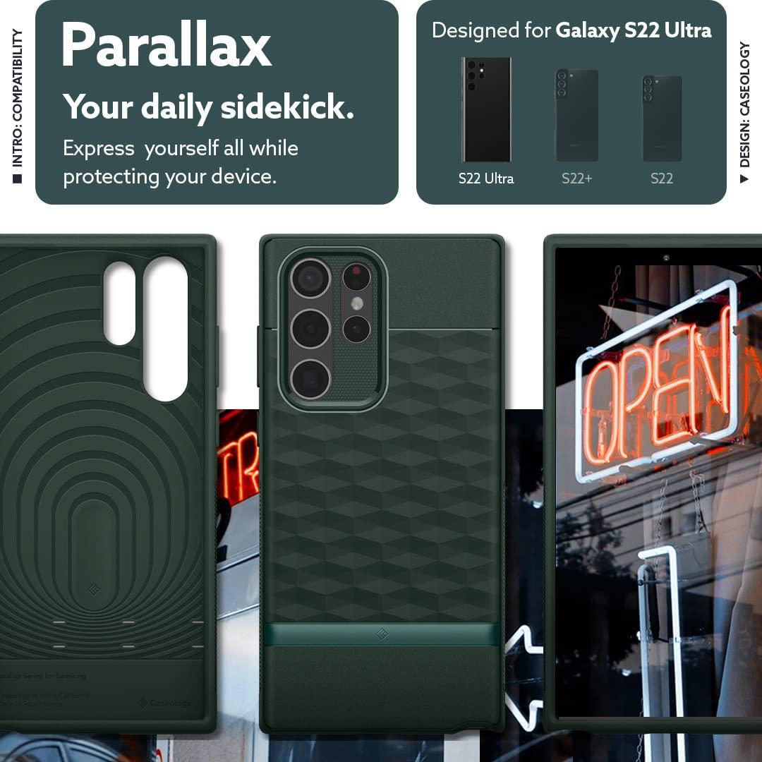 Spigen® Parallax by Caseology® Collection ACS03942 Samsung Galaxy S22 Ultra Case - Midnight Green
