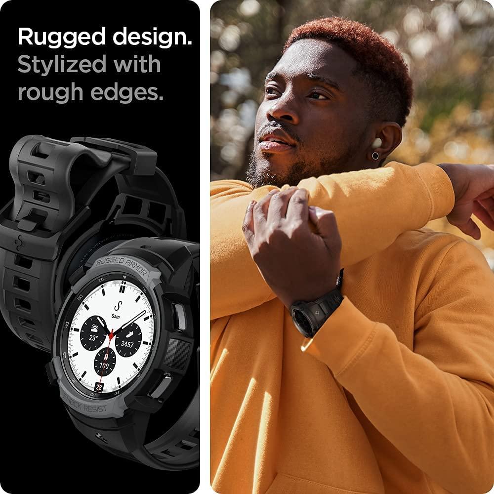 Spigen® Rugged Armor™ Pro ACS03652 Galaxy Watch 4 Classic (46mm) Case - Charcoal Gray