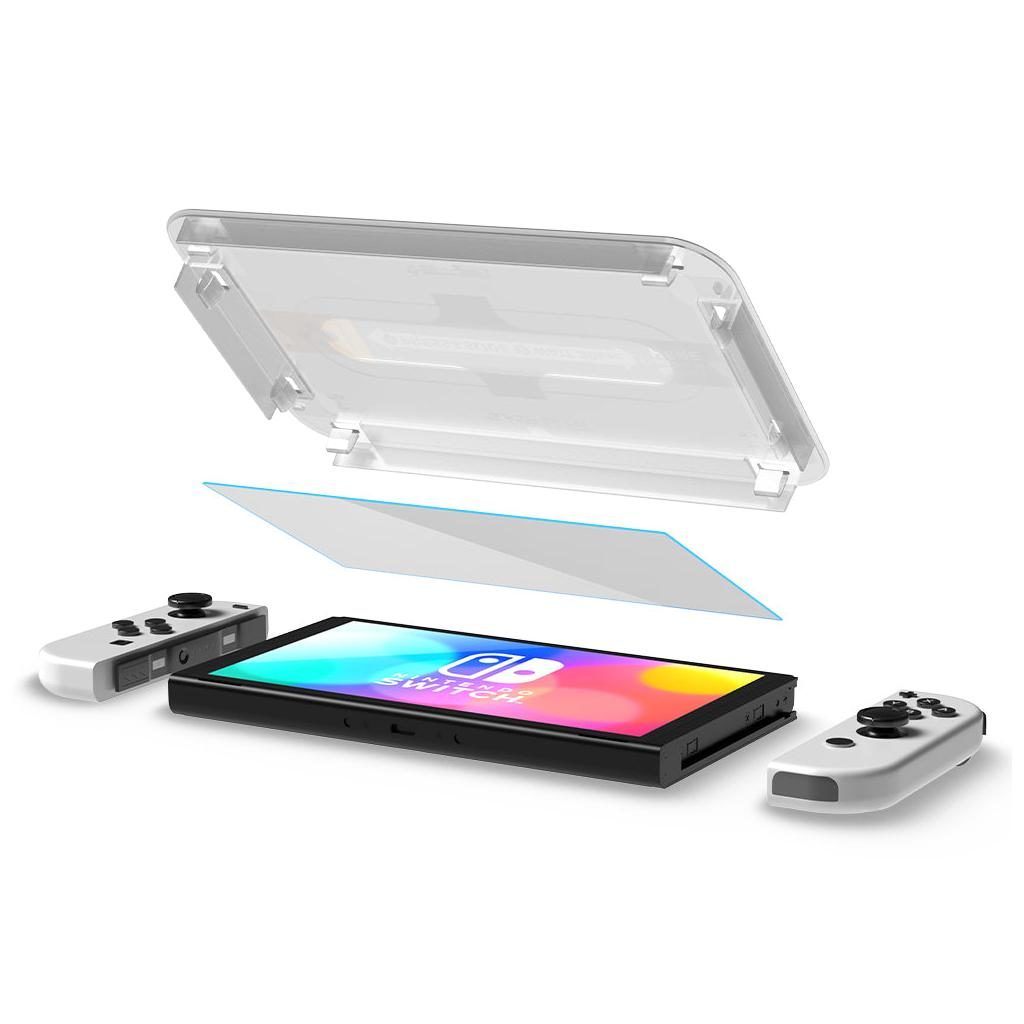 Spigen® (x2.Pack) GLAS.tR™ EZ FIT™ HD AGL03829 Nintendo Switch OLED Premium Tempered Glass Screen Protector
