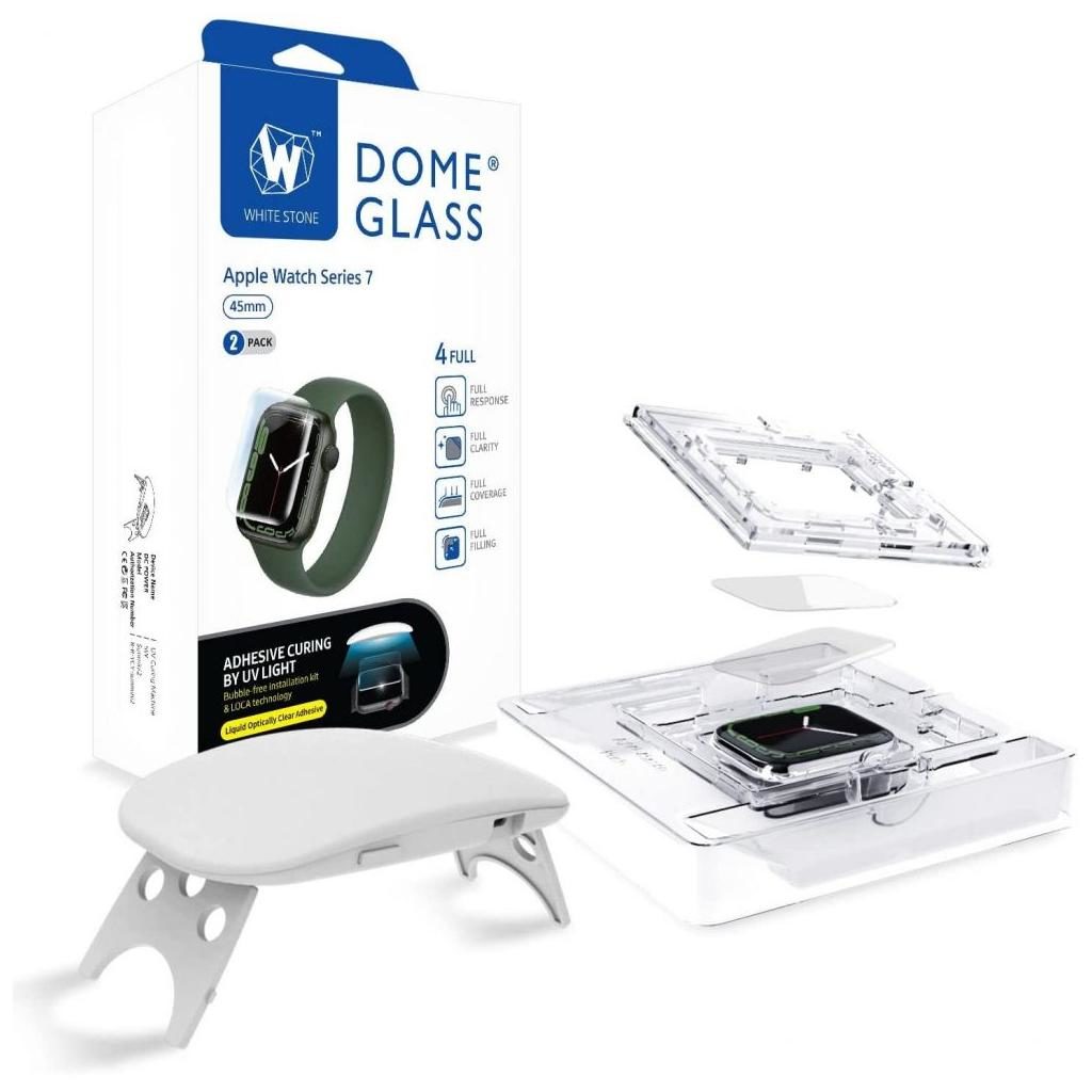 Whitestone™ Dome Glass® (x2.Pack) Apple Watch Series 8 / 7 (45mm) Premium Tempered Glass Screen Protector